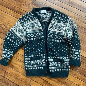 Vintage wool fisherman cardigan sweater